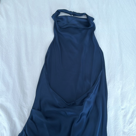 Amanda Uprichard Silk Navy Halter Dress - Picture 2 of 6